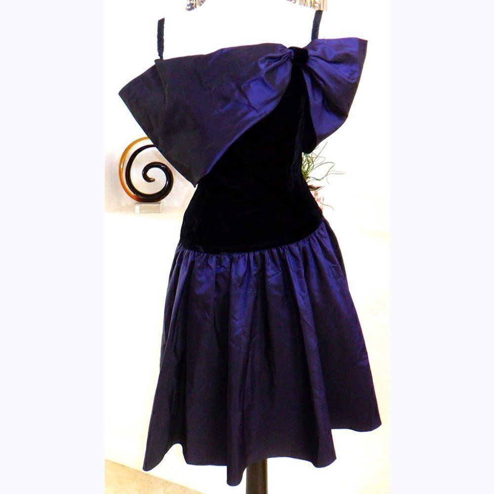 Royal purple velvet/taffeta bow dress